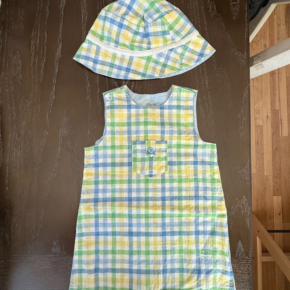 Plaid Easter boy Jon Jon romper and Hat Set